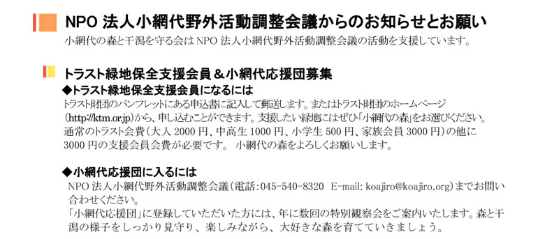 NPO法人小網代野外活動調整会議,小網代応援団