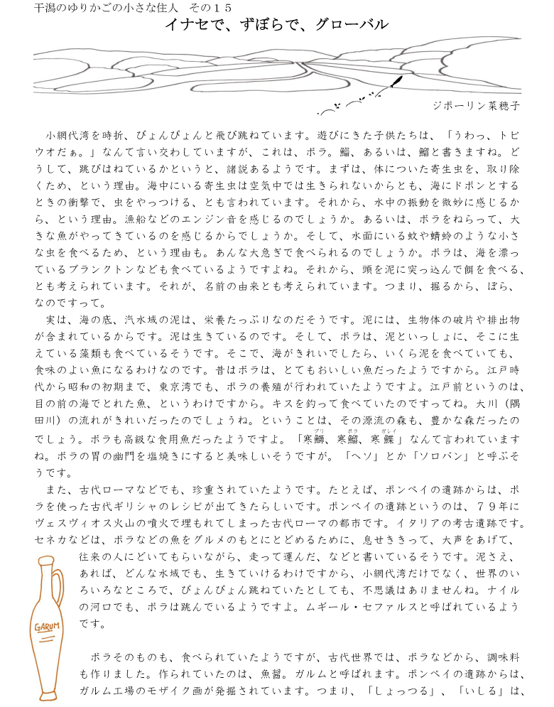 小網代の森と干潟を守る会,ボラ,エッセイ