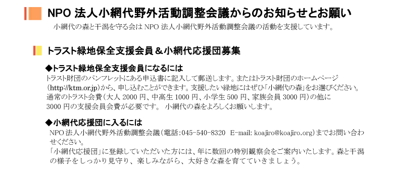小網代の森と干潟を守る会,NPO法人小網代野外活動調整会議